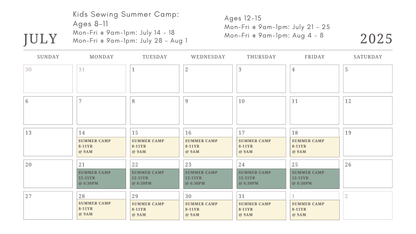 Kids Summer Sewing Camp (12-15)